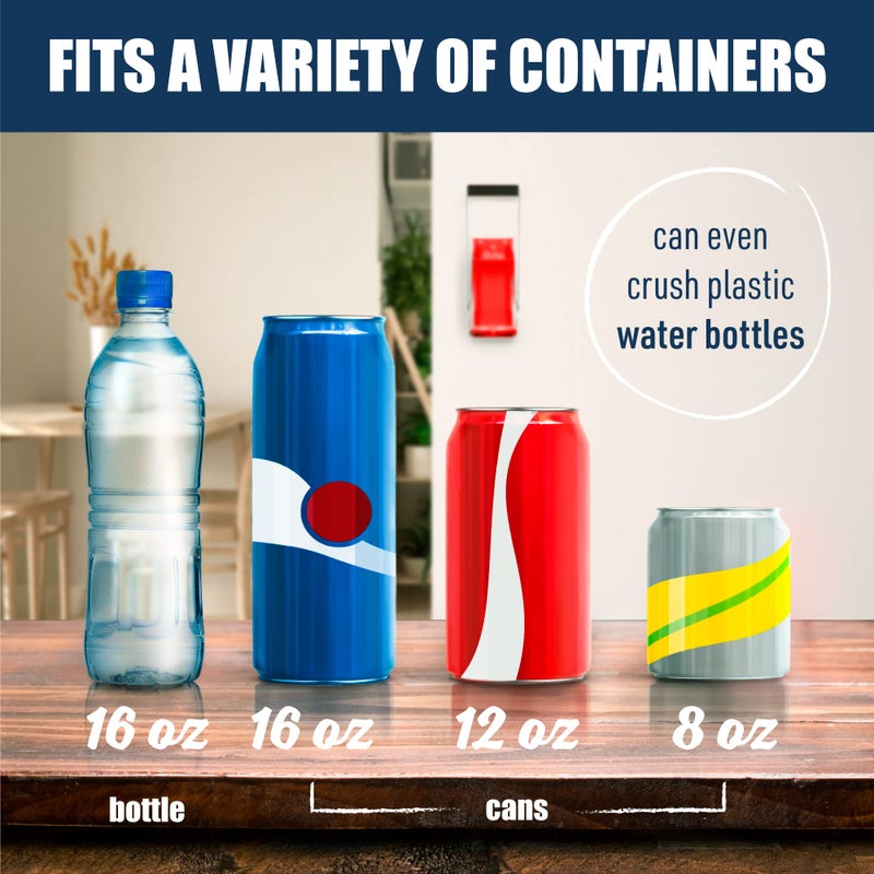 Mckay 16 Oz. and 12 Oz. Metal Can Crusher, Heavy-Duty Wall-Mounted Smasher for Aluminum Seltzer, Soda, Beer Cans and Bottles for Recycling, Gadgets for Home (Red) - Image 5